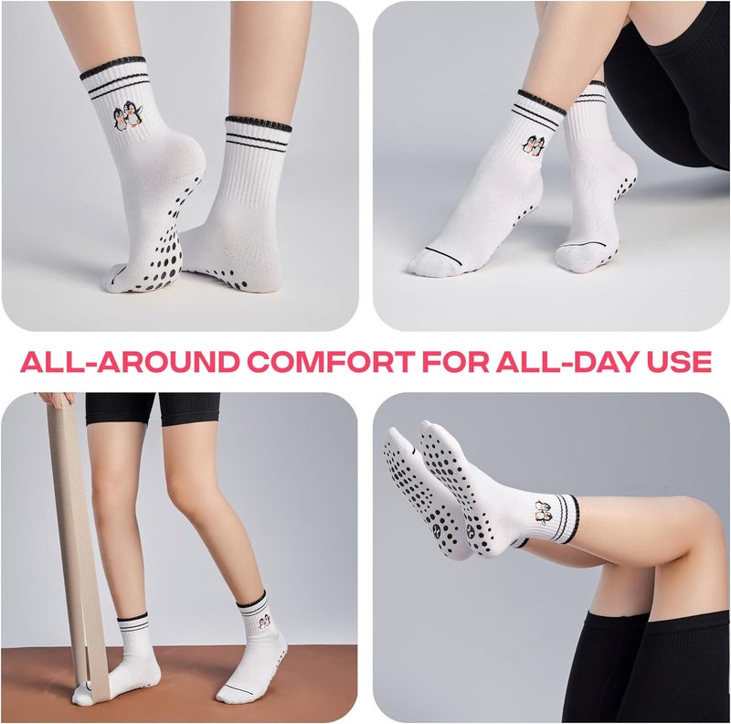 CoolMate Store Pilates Socks with Grips for Women, Yoga Socks, Crew Non Slip Women for Barre, Pilates Gifts - Image 4